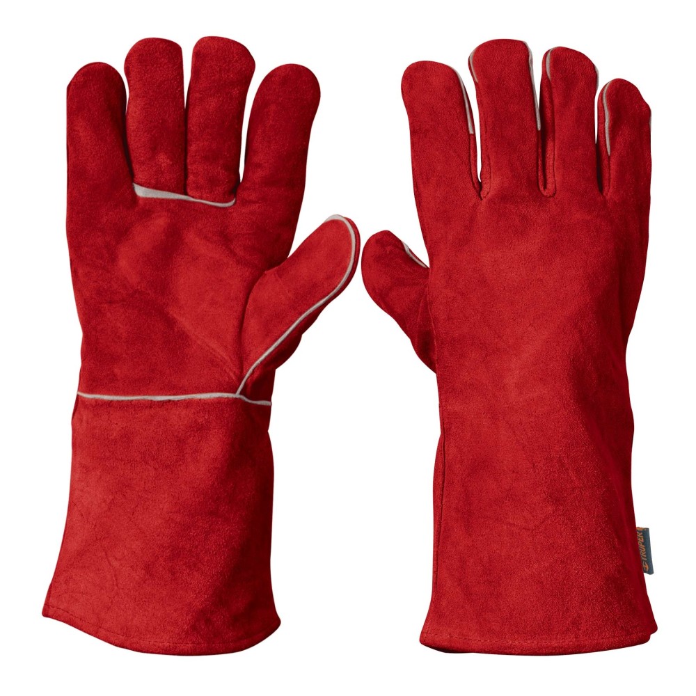 GUANTES DE CARNAZA PARA SOLDADOR DE CARNAZA ROJO No. 19458