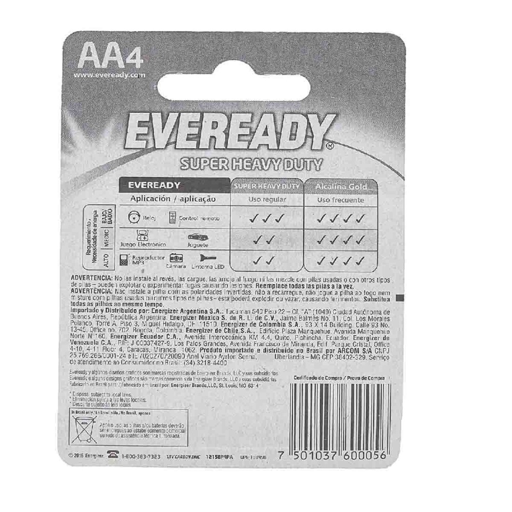 PILA EVEREADY "AA" C/4 No. 1215-4