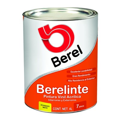 PINTURA BEREL BERELINTE BASE VINÍLICA TINT 4L No.8002