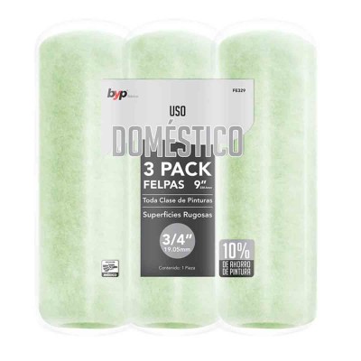RODILLOS REPUESTOS 9 X 3/4 PULGADAS 3 PIEZAS DOMESTICO BYP FE329