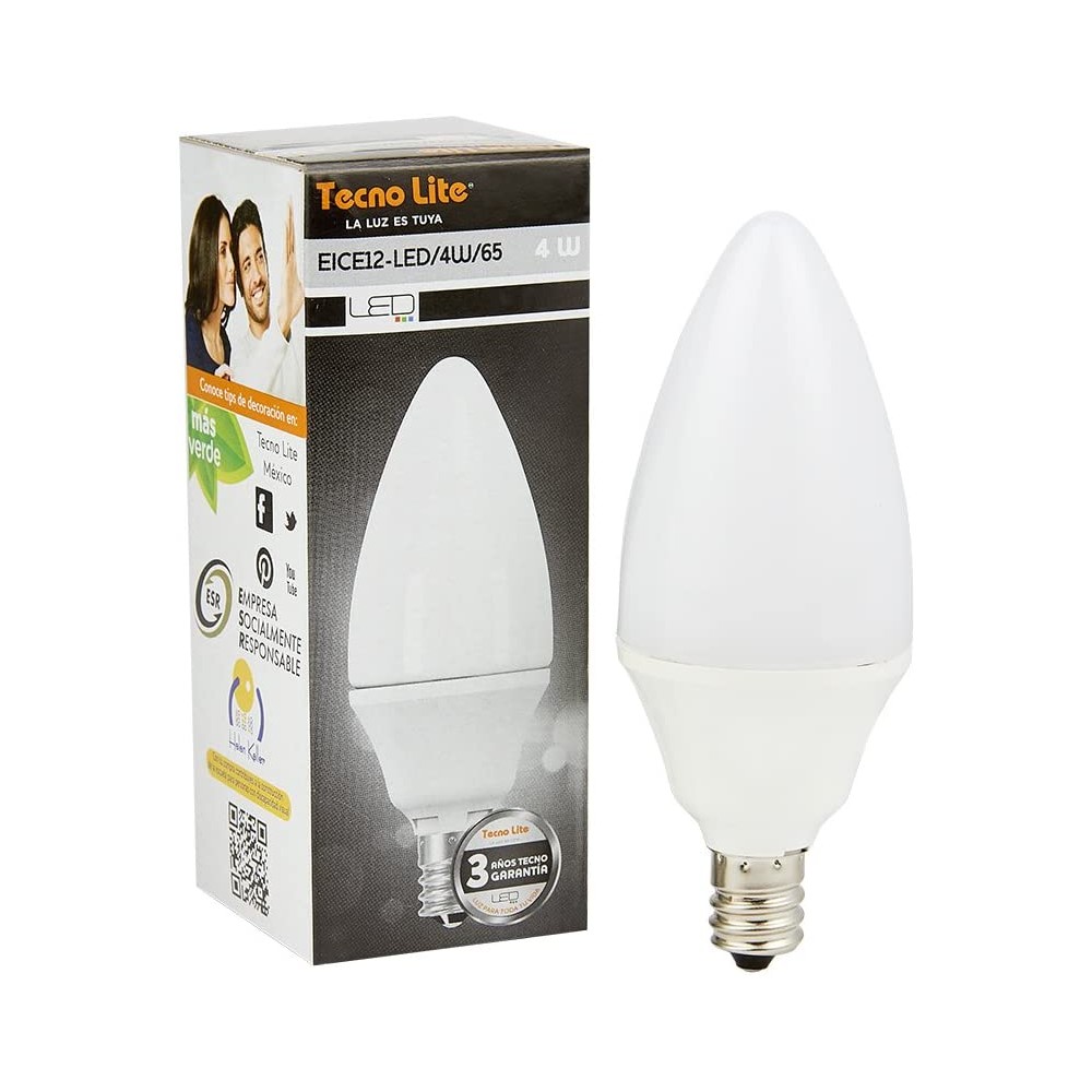 FOCO LED TECNOLITE TIPO VELA 4W E12 No. EICE12-LED/4W/65