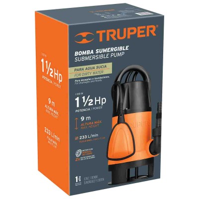 BOMBA SUMERGIBLE PARA AGUA SUCIA 1 1/2 HP TRUPER 120604