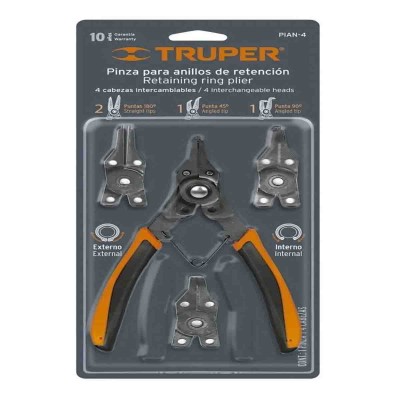 PINZA PARA ANILLOS DE RETENCION 4 PIEZAS TRUPER 17355