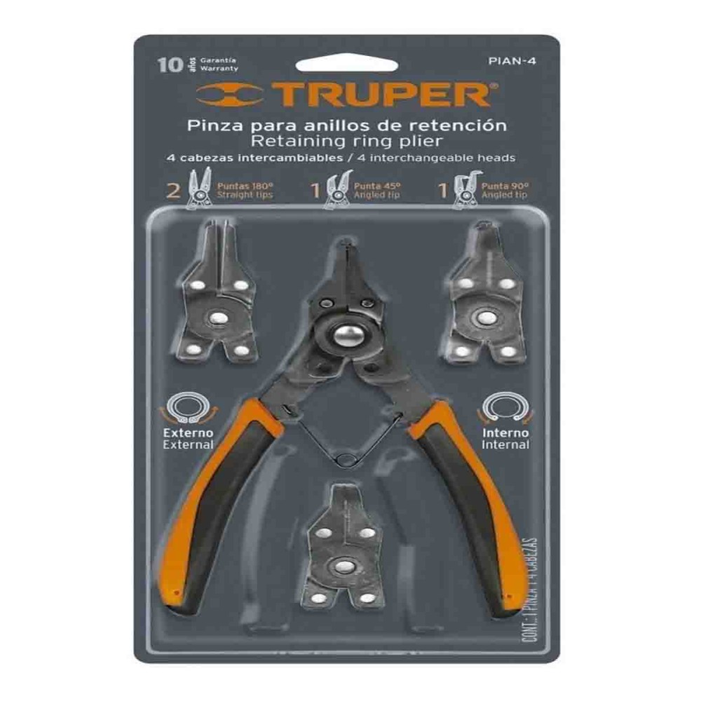 PINZA PARA ANILLOS DE RETENCION 4 PIEZAS TRUPER 17355