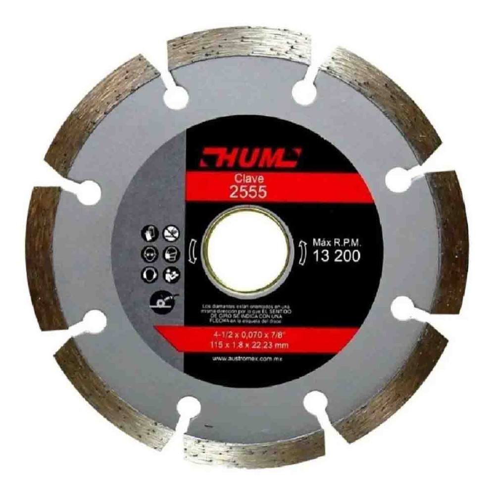 DISCO DIAMANTE 4X1/2X0.07X7/8 No. 2555