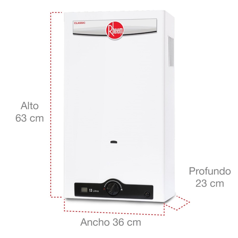 CALENTADOR DE AGUA TIPO INSTANTANEO 13 LITROS GAS LP RHEEM