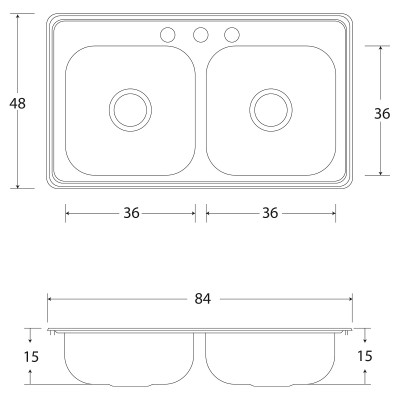 TARJA DE ACERO INOXIDABLE 84X48X15 CENTIMETROS EB TECNICA M11019
