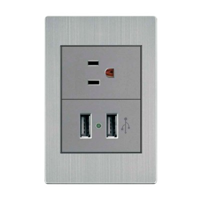 PLACA DE CONTACTO 1 TOMA 2 PUERTOS CARGA USB ACERO INOXIDABLE INNLITE APL-107
