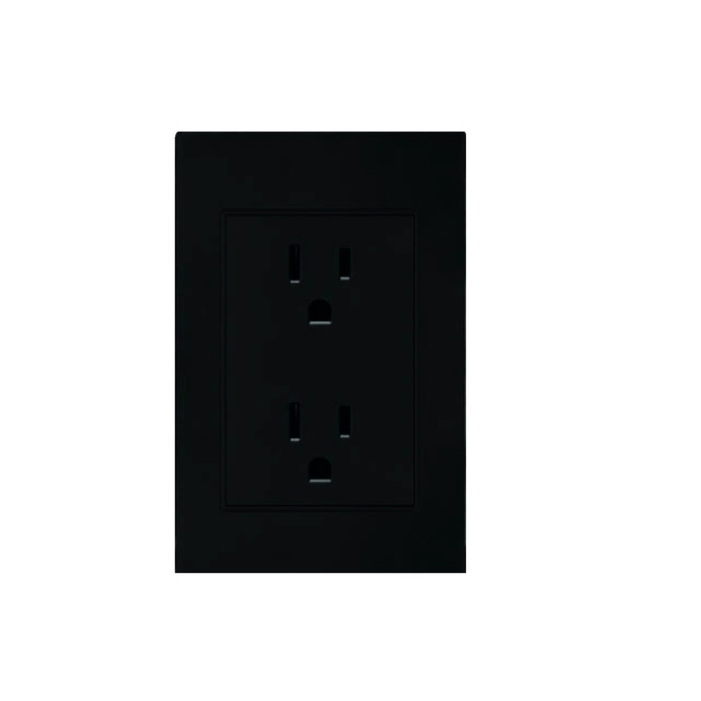 TOMA DOBLE CON PLACA No. APL-304 NEGRO