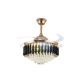 LAMPARA VENTILADOR RETRACTIL LINZ ORO NEGRO No. 8959 CON CONTROL Y APP