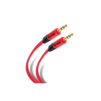 CABLE DE AUDIO AUXILIAR 3.5MM DORADO 1.8M ROJO No. 255-270RO