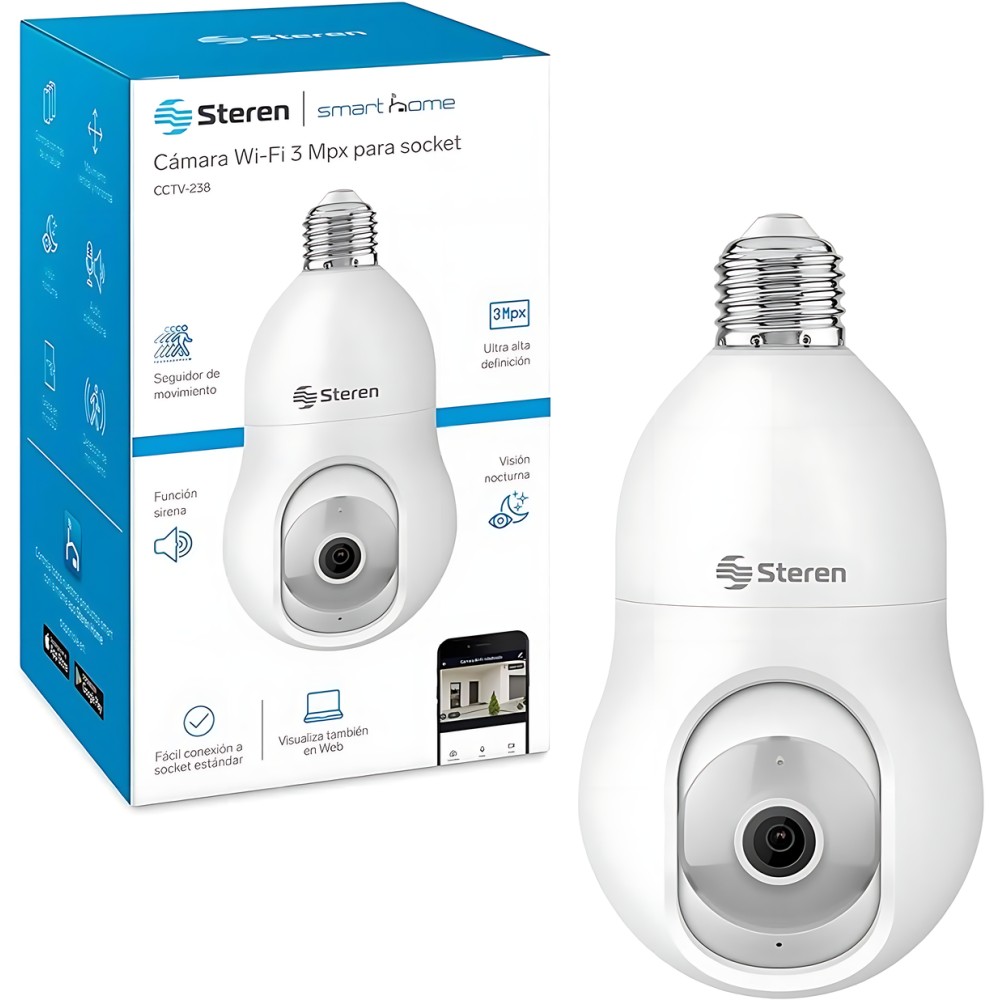 CAMARA WIFI ROBOTIZADA 3MPX PARA SOCKET No. CCTV-238 STEREN