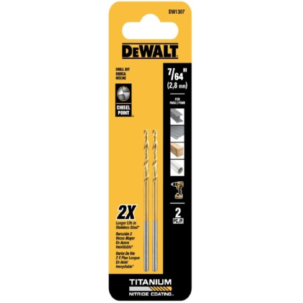 BROCA TITANIO 7/64" 2PZ DEWALT No. DW1307