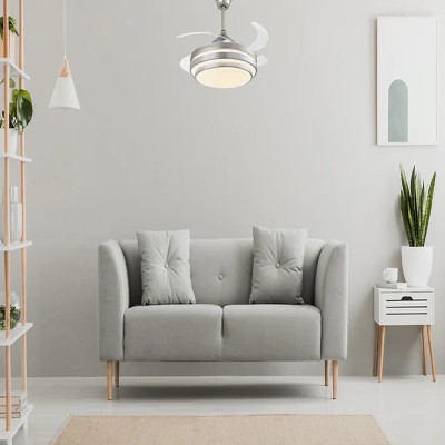 LAMPARA VENTILADOR RETRACTIL GENOVA CROMO No. 8963-CH CON CONTROL Y APP