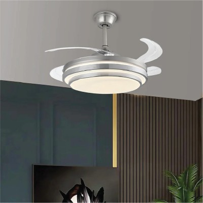 LAMPARA VENTILADOR RETRACTIL GENOVA CROMO No. 8963-CH CON CONTROL Y APP