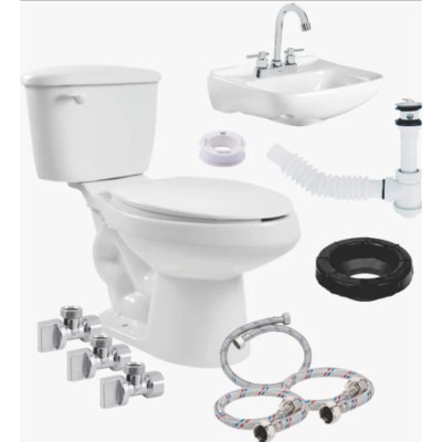 PAQUETE DE SANITARIO ALARGADO DICA C/LAVABO Y MEZCLADORA No. 50055022
